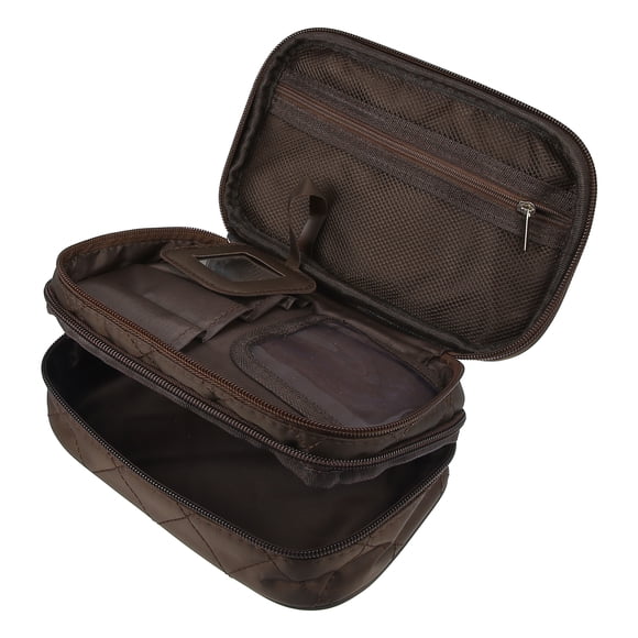 Bolsa de cosméticos Unique Bargains Bolsa de maquillaje de viaje Marrón 7.87 x 4.72 x 3.15 pulgadas