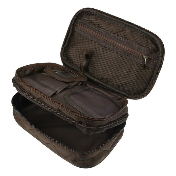 Bolsa de cosméticos Unique Bargains Bolsa de maquillaje de viaje Marrón 7.87 x 4.72 x 3.15 pulgadas