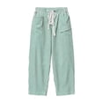 thumbnail image 5 of Striped Pants for Women Cropped Length Pockets Drawstring Wide Leg Sweatpants Vacation Casual Trendy Summer (XL, Green), 5 of 7