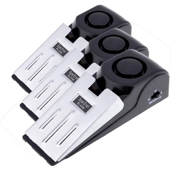 Door Stop Alarm 3-Pack, 120dB Security Wedge with Adjustable Sensitivity