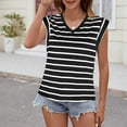 thumbnail image 5 of Yuzhih Cap Sleeve Tshirts for Women Fashion Summer Striped V Neck Tank Tops Baggy Comfy Tunic Tops 2024, 5 of 6