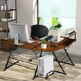thumbnail image 2 of Costway 58'' x 44'' L-Shaped Computer Gaming Desk w/ Monitor Stand & Host Tray Home Office Walnut, 2 of 10
