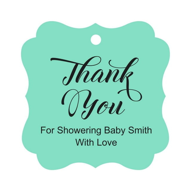 Darling Souvenir Baby Shower Thank you Favor Tags Custom Hang Gift Tags-Mint Green-50 Tags