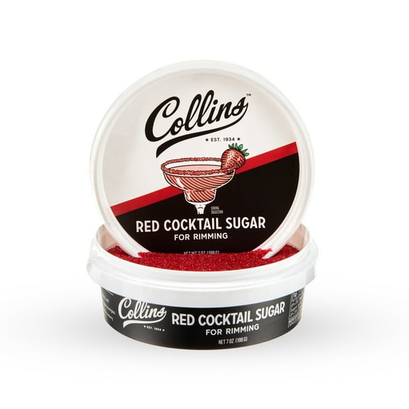 Collins Red Sugar for Margaritas, Mocktails, Birthday, Cocktail Party, 7oz