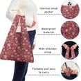 thumbnail image 5 of 5 Pack Foldable Shopping Bag,Red Christmas Snowflake Pattern Reusable Grocery Bags with Pockets,Large Reusable Tote Bags with Handles Waterproof & Lightweight, 5 of 6