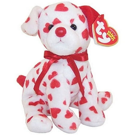 TY Beanie Baby - HEARTS the Red & White Dog (6 inch)