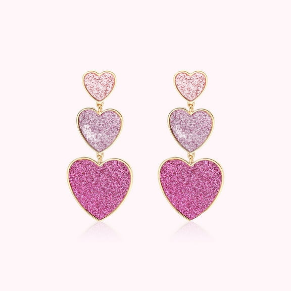 PopTopping Gold And Pink Earrings Love Heart Drop Earrings For Women