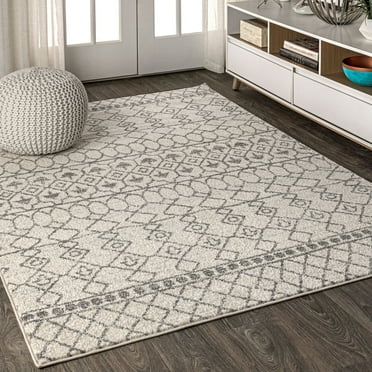 JONATHAN Y MOH209A-4 Izil Moroccan Beni Souk Cream/Gray 4 ft. x 6 ft. Area Rug, Bohemian Scandinavian, Pet Friendly, Stain Resistant, Easy to Clean, for Living Room; Kitchen, Bedroom