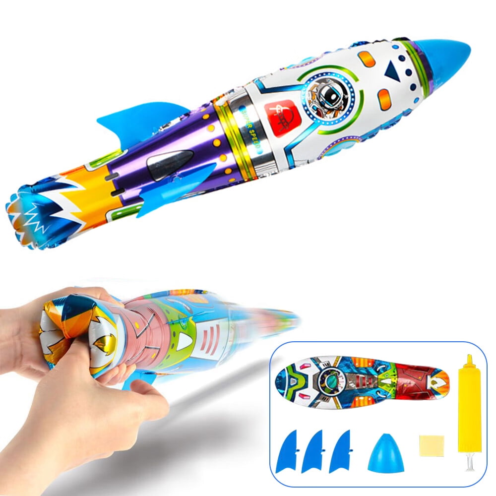 SEEKFUNNING Children Ejection Rocket Inflatable Hand Throwing Rocket