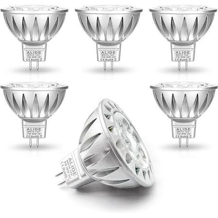 

ALIDE MR16 7W GU5.3 Led Bulbs Replace 50W-75W Halogen Equivalent 2700K Warm White 12V Low Voltage MR16 Bulb Spotlight for Outdoor Landscape Flood Track Recessed Lighting 560lm 38 Deg 6 Pack