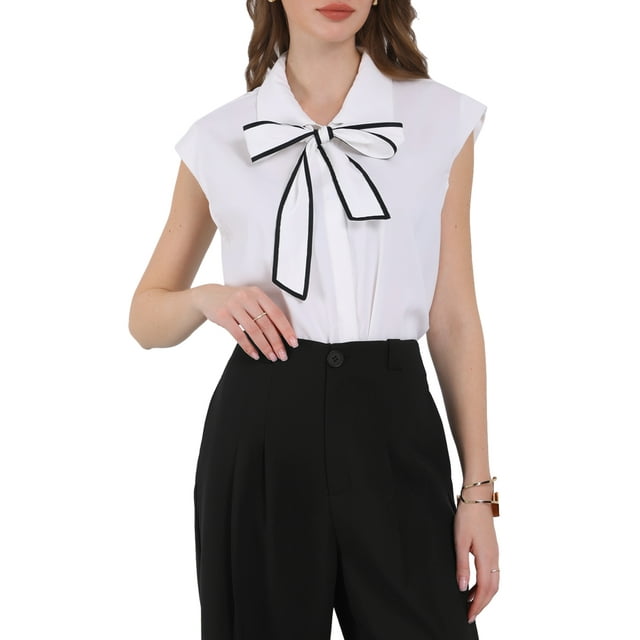 Pantalones de trabajo formales para mujer INSPIRE CHIC con pliegues en la parte delantera, pantalones rectos de oficina con bolsillos, L, negro