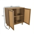 thumbnail image 4 of Sideboard with 2 Doors Wooden Storage Cabinet High Solid Wood Foot Buffet Table Gold Handles Tableware Cabinet Rattan Surface Side Cabinet for Kitchen Living Room Bedroom Furniture Brown Yellow, 4 of 12