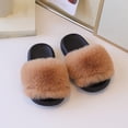 thumbnail image 4 of XIYON Girls Slippers Kids Fuzzy Open Toe House Shoes Warm Winter Slip On Cozy Bedroom Slippers, 4 of 5