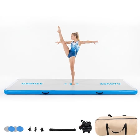 Inflatable Air Gymnastics Mat, 10ft/13ft/16ft Training Mat with Air Pump & Storage Bag, Tumble Track Mats, 4 Inches Thickness Gymnastics Tracks for Outdoor Cheerleading Yoga Exercise