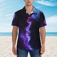 thumbnail image 2 of Fuzoiu Purple And Blue Nebula Print Hawaiian Shirt for Men, Summer Beach Casual Short Sleeve Button Down Shirts, Men’s Beach Summer Shirts with Pocket,Medium, 2 of 7