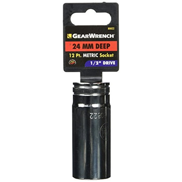 GEARWRENCH 1/2" Drive Deep Metric Socket 24mm, 12 Point - 80822