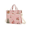 thumbnail image 7 of FORMRS Womens Corduroy Tote Bag Crossbody Shoulder Handbag with Pocket, White Gingerbread Houses, 7 of 7