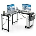 thumbnail image 1 of Gymax Bureau d'Ordinateur en L Réversible avec Sac de Rangement Latéral et Support pour Ordinateur Gris Foncé, 1 of 10