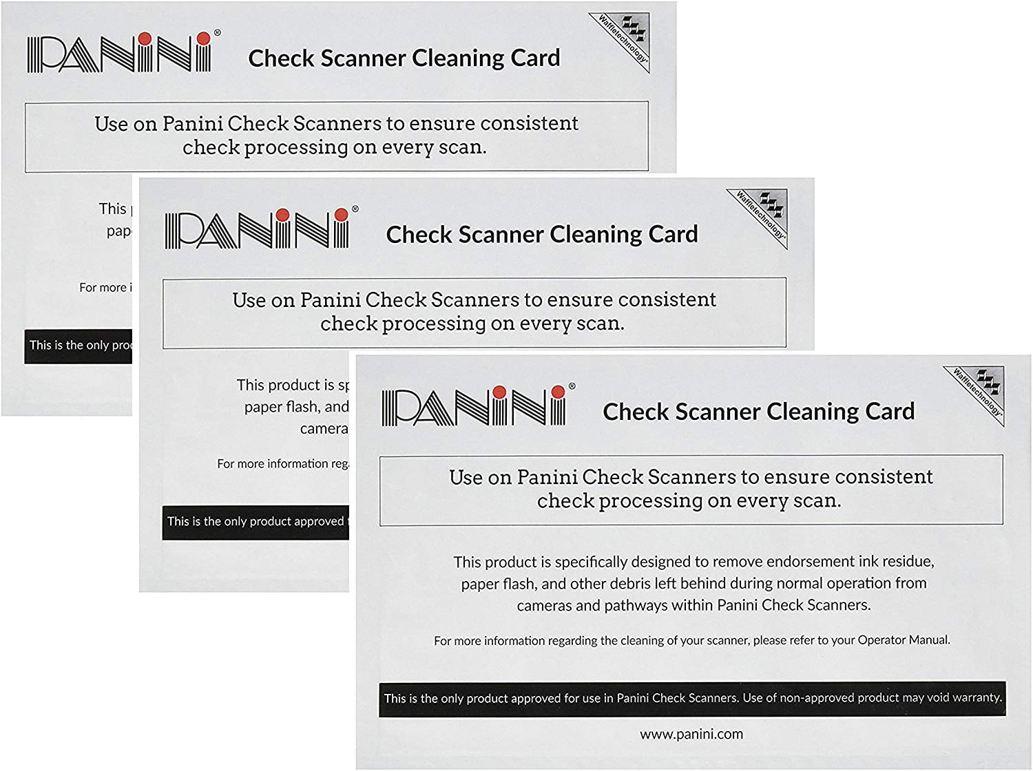 Panini Check Scanner Cleaning Cards featuring Waffletechnology 15 cards