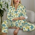 thumbnail image 6 of Yiaed Lilies Flowers Print Pajamas Women's Long Sleeve Sleepwear Soft Button Down Loungewear Pjs Lounge Set Nightwear Womens Pajama Pants-XX-Large, 6 of 7