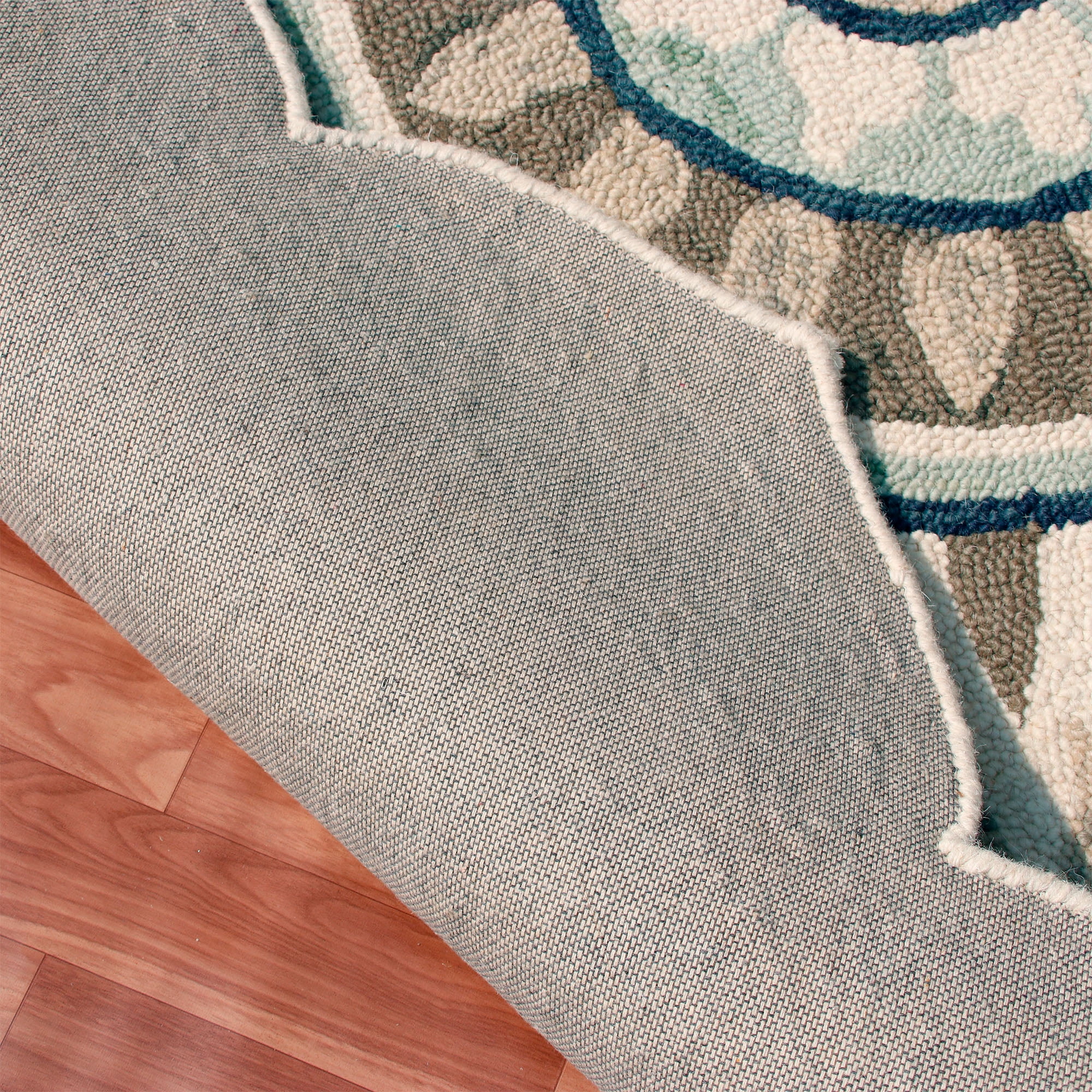 Ox Bay Evie 6' Round Aqua Blue/Gray Floral Medallion Indoor Area Rug