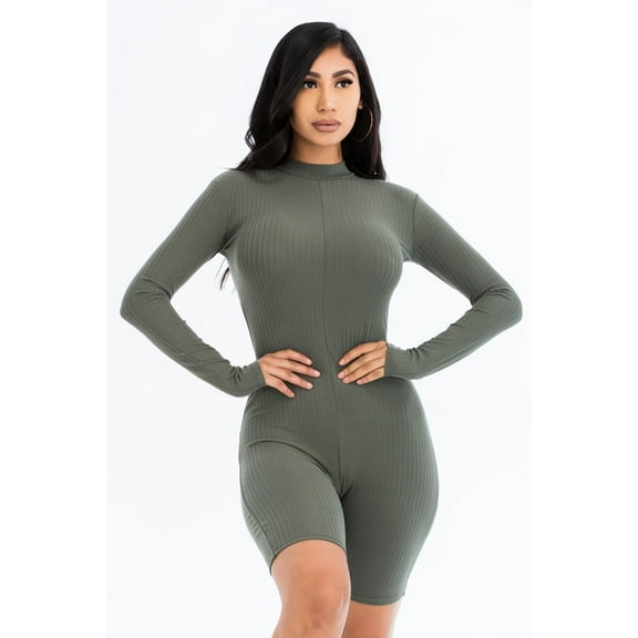 Ribbed Knit Romper S