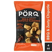 PORQ BBQ & Zesty Chipotle Artisanal Pork Rinds, Gluten Free, Keto Friendly, 4 oz Bag