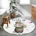 thumbnail image 3 of Groundhog Round Area Rug 3.3Ft Washable Circle Rugs for Dining Room Table, Spring Floral Butterfly Botanical Non-Slip Carpet Floor Mats Indoor Outdoor Carpet Runner Aesthetic Home Decor, 3 of 8
