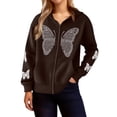 thumbnail image 2 of CharmCyan Women's Casual Loose Winter Butterfly Zipper Hooded Long Sleeve Pocket Jacket Coffee M, 2 of 2