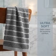 thumbnail image 3 of REGALWOVEN Pure Cotton Soft Hand Towels, Wavy Stripe Highly Absorbent Towels, 2 Pack Decorative Towel Set for Bathroom, Guest Room, Holiday Dark Grey 29" x 13", 3 of 7