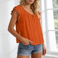 thumbnail image 4 of DHFJKG Women Tank Tops Sleeveless Ruffle Scoop Neck Shirt Casual Summer Beach Loose Fit Bohemian Vacation Clothes Comfy Top, 4 of 5