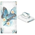 thumbnail image 7 of SKYSONIC Blue Butterflies Bath Towels Soft Absorbent Bath Towels Bath Towel Set of 3 for Home Hotel Bathroom Decor, 7 of 7