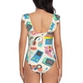 thumbnail image 6 of Yiaed Playing Video Games Print Women's Ruffled One Piece Swimsuit V Neck Swimwear Slimming Monokini for Woman-Medium, 6 of 8