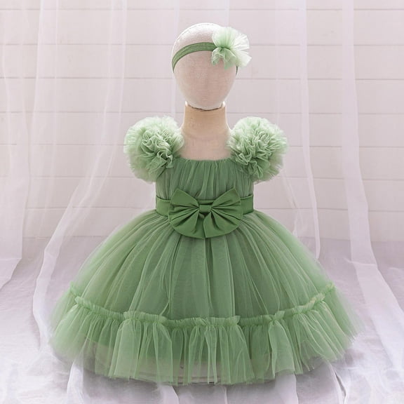 Pejock Baby Girl Pageant Dress with Pleated Mesh Skirt - Round Neck Sleeveless Princess Gown for Performances, Birthdays, Photoshoots 6M-3Y