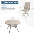 thumbnail image 2 of VOXBIN 5 Pieces Patio Dining Set - 40.7" Round Metal Table and 4 Swivel Chairs, Sandshell Table and Sandshell Chairs, 2 of 9