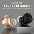 thumbnail image 4 of KZ ZEX PRO Auriculares con cable Tecnología híbrida Auriculares internos Auriculares de metal de 3,5 mm Cable largo portátil Caminar Jogging Smartphone Negro con micrófono Scienceny EL005582-02B, 4 of 7