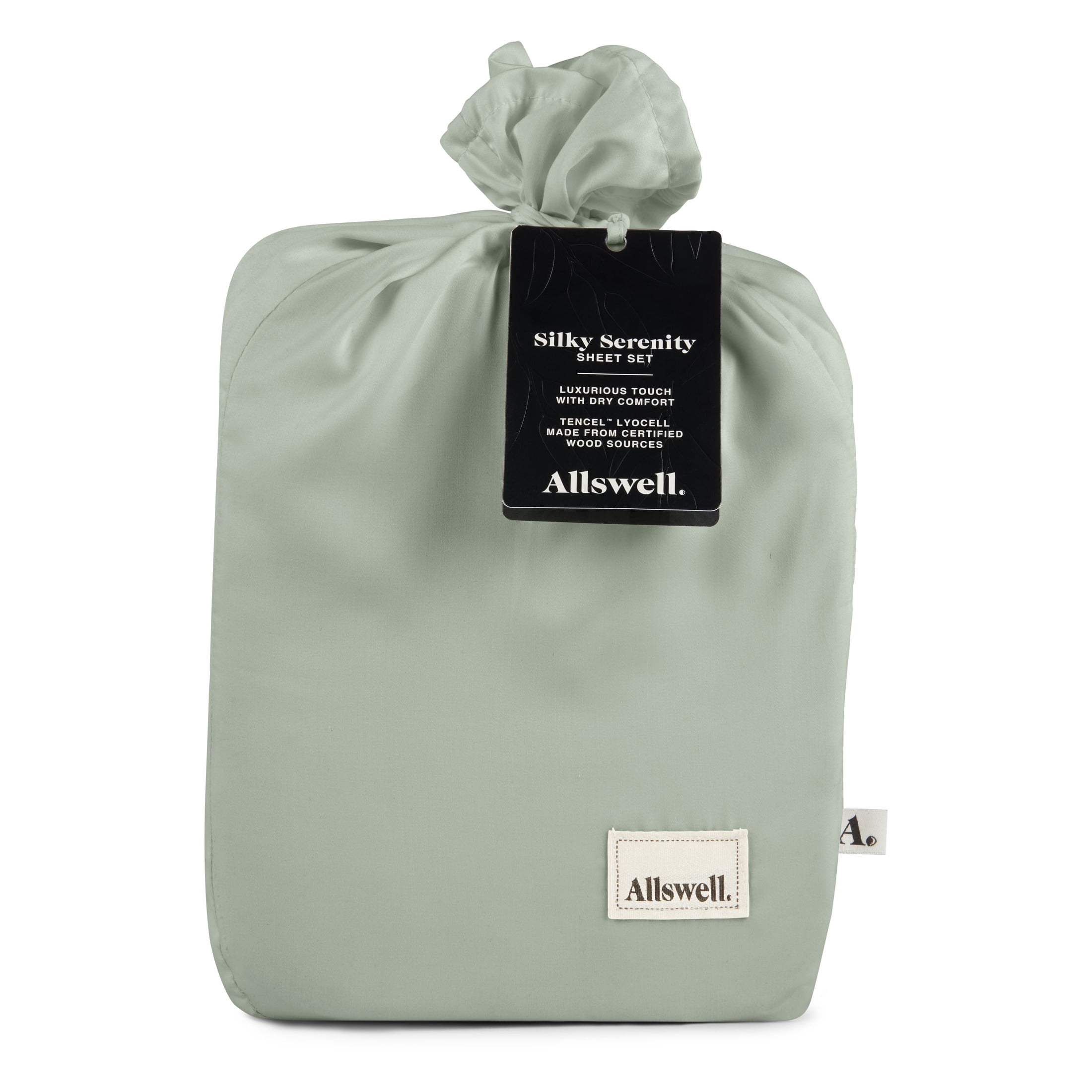 Allswell 100% TENCEL™ Lyocell Sateen King Sheet Set, 4-Piece Bed Sheets and Pillowcases, Cooling Bedding for Bed in a Bag Sets, 320 Thread Count, Smoke Grey
