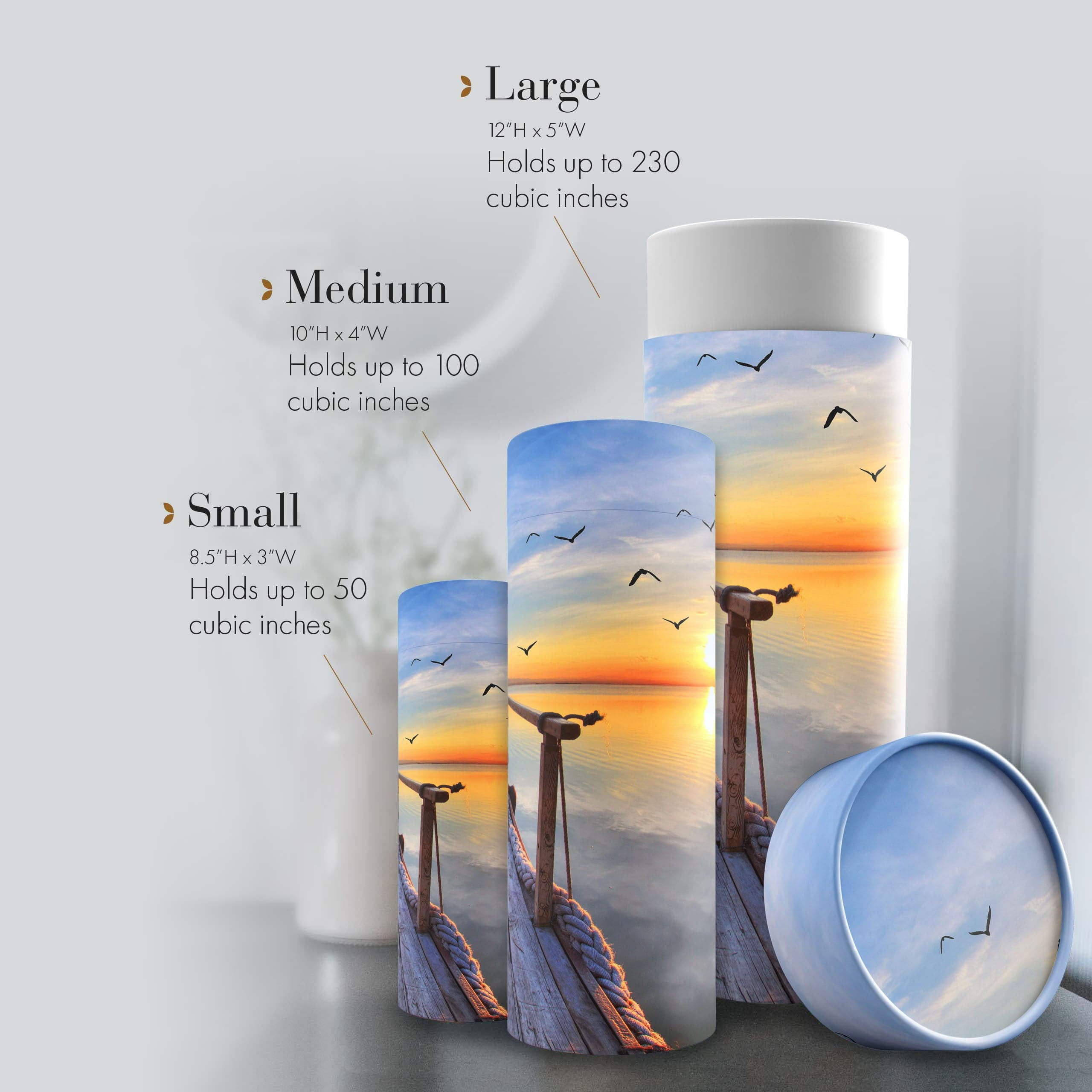 Beautiful Scenes - Dock of the Bay Scattering Urn - Biodegradable Urns for Human Ashes Adult for Funeral, Burial, Niche, or Columbarium Cremation - Urns for Adult Ashes - Scattering Urns - Large