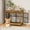 RUSTIC-BROWN, variant on 78" Double Dog Crate Furniture with Divider, Swivel Bowls for 2 Dogs and Extra Large Breed