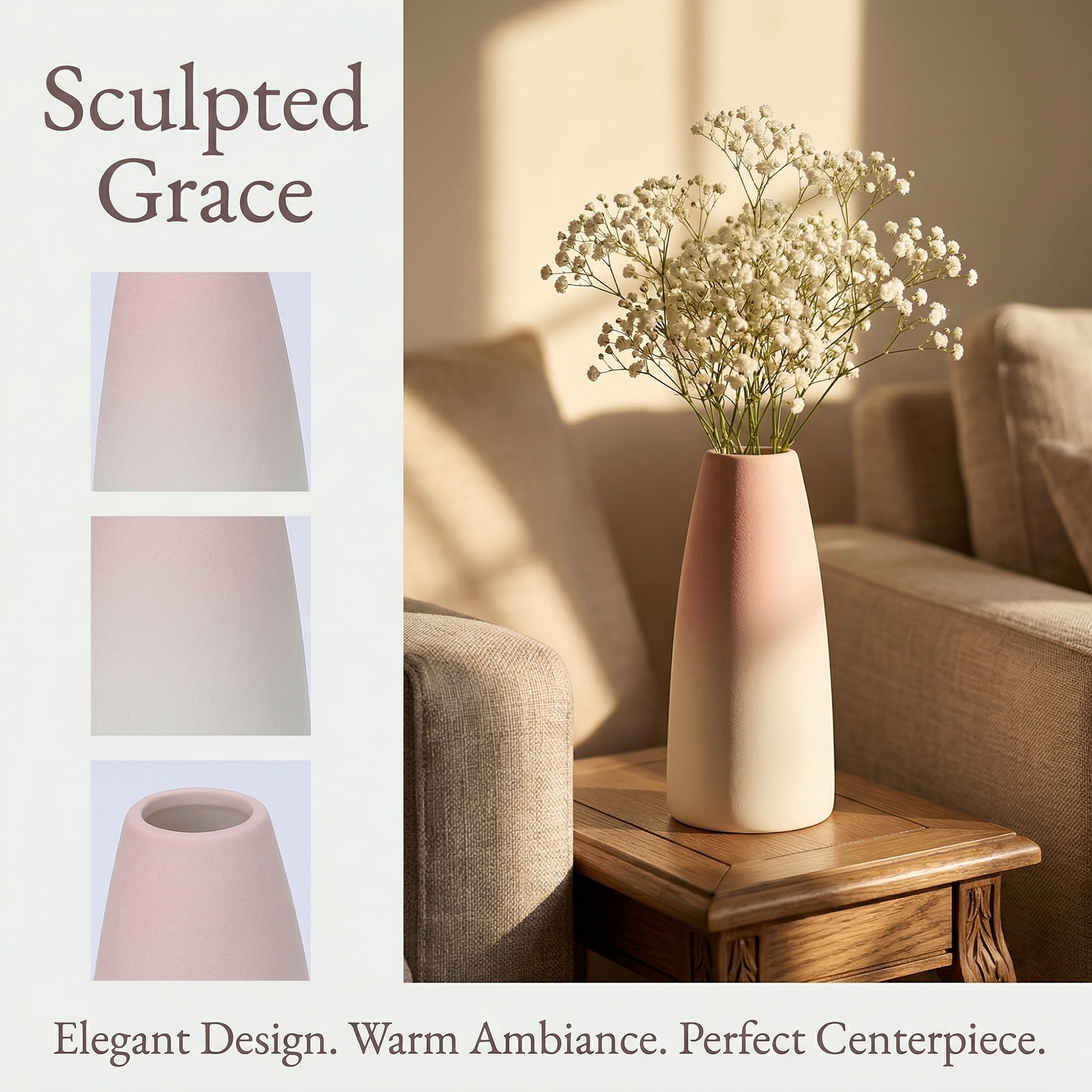 Unique Bargains Modern Ceramic Slim Ribbed Bud Vase for Flower Pink 2.4"L x 2.4"W x 5"H