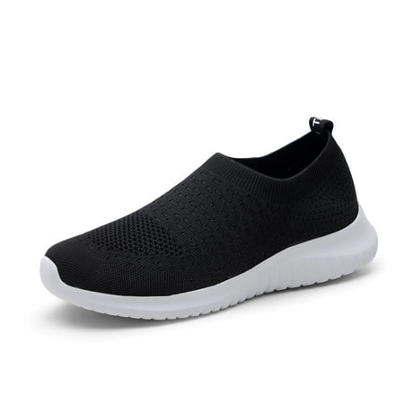

TIOSEBON Women s Walking Shoes Slip on Casual Travel Sneakers 7.5 US Black