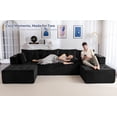 thumbnail image 3 of BYBYME Cloud Sectional Couch with U-Shape Chaise Modern Comfy Modular Corduroy Sofa for Living Room,Tufted 6-Seat Sleeper Chair with 2 Ottoman,Sofa in A Box,No Assembly Required,Black, 3 of 16