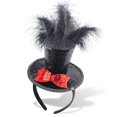 thumbnail image 1 of Hikkcos Mini sombrero de copa negro diadema con plumas fiesta de Halloween fiesta de té Mardi Gras disfraz desfile suministros, 1 of 2