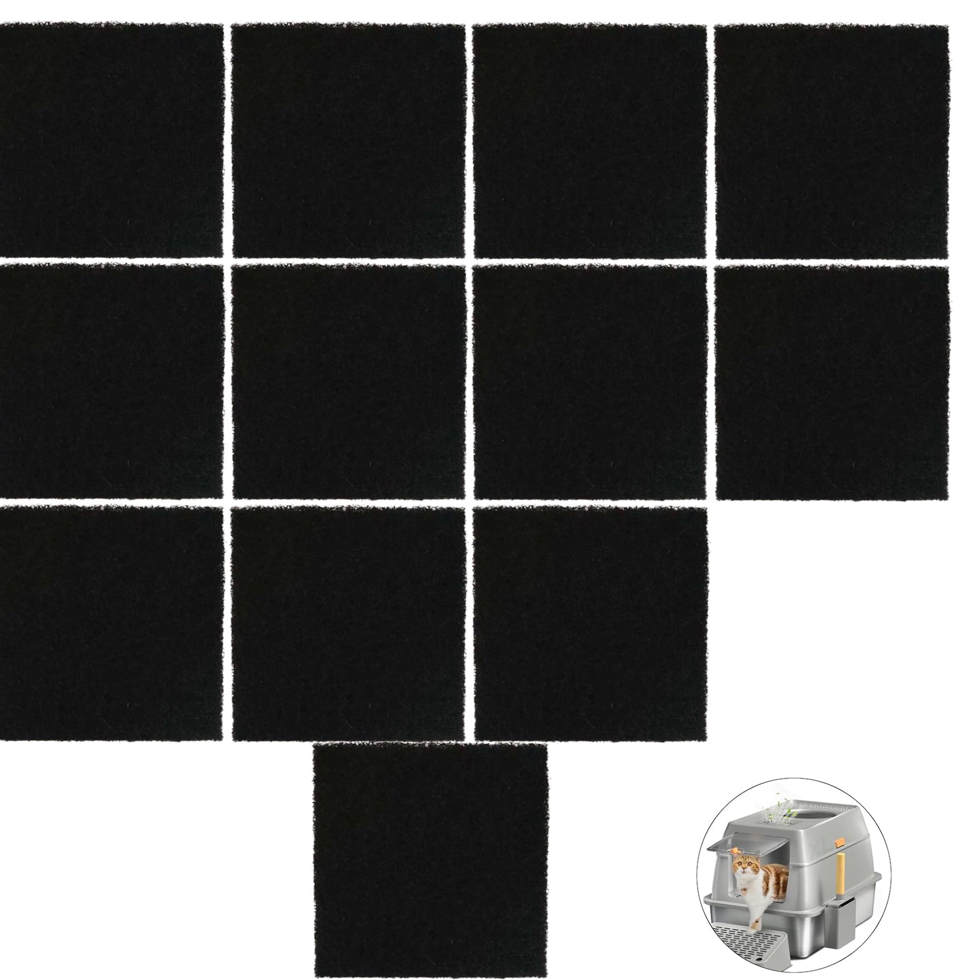Qzbhct 14 Pack Activated Charcoal Filters Box Charcoal Filter Mat Compatible with HAPAW XL Stainless Steel Litter Box with Lid