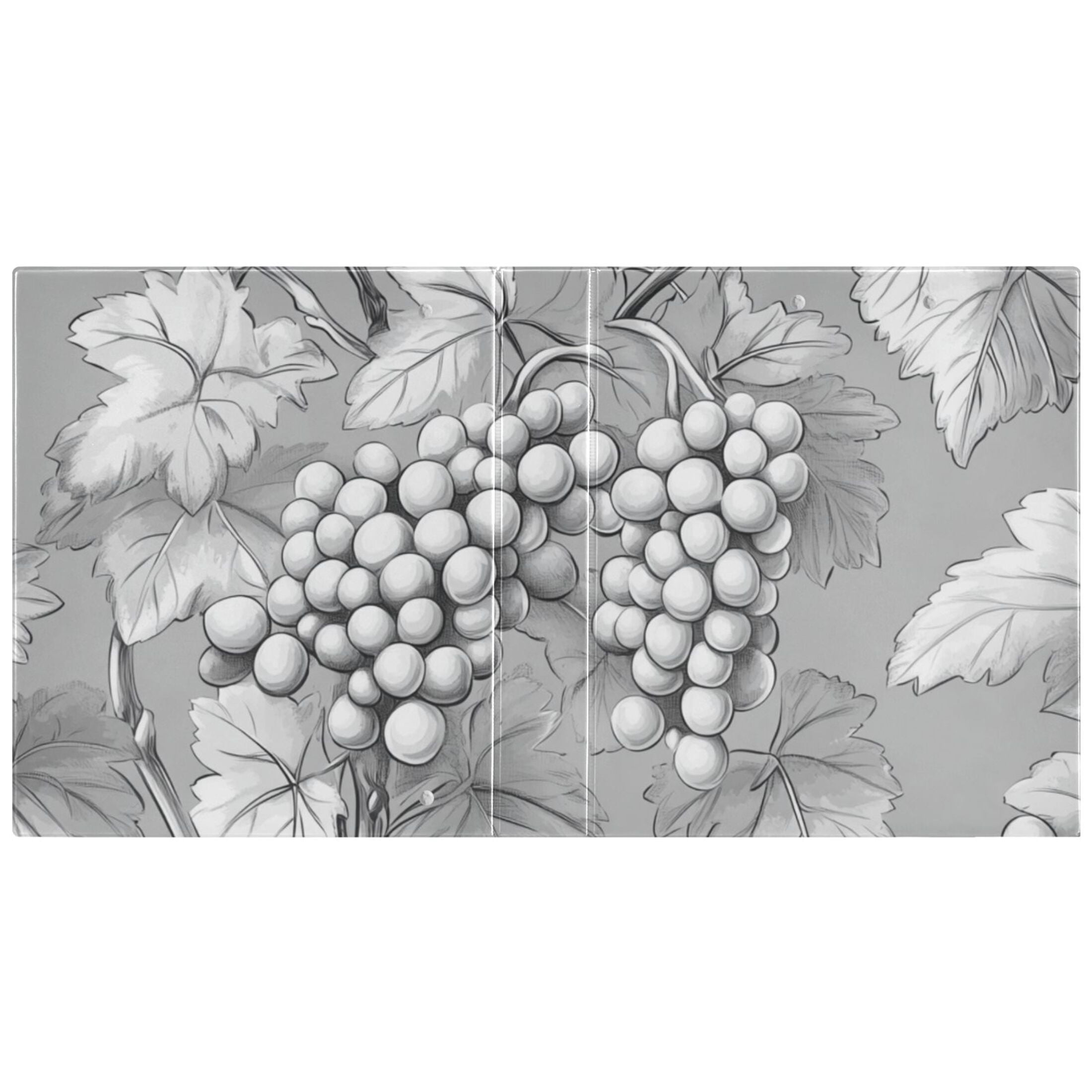 Gray Grapes Leaves 3 Ring Binders 1.5 inch Hardcover File Folders with Interior Pockets A4 Size Organizer for School Office Hospital Set of 2