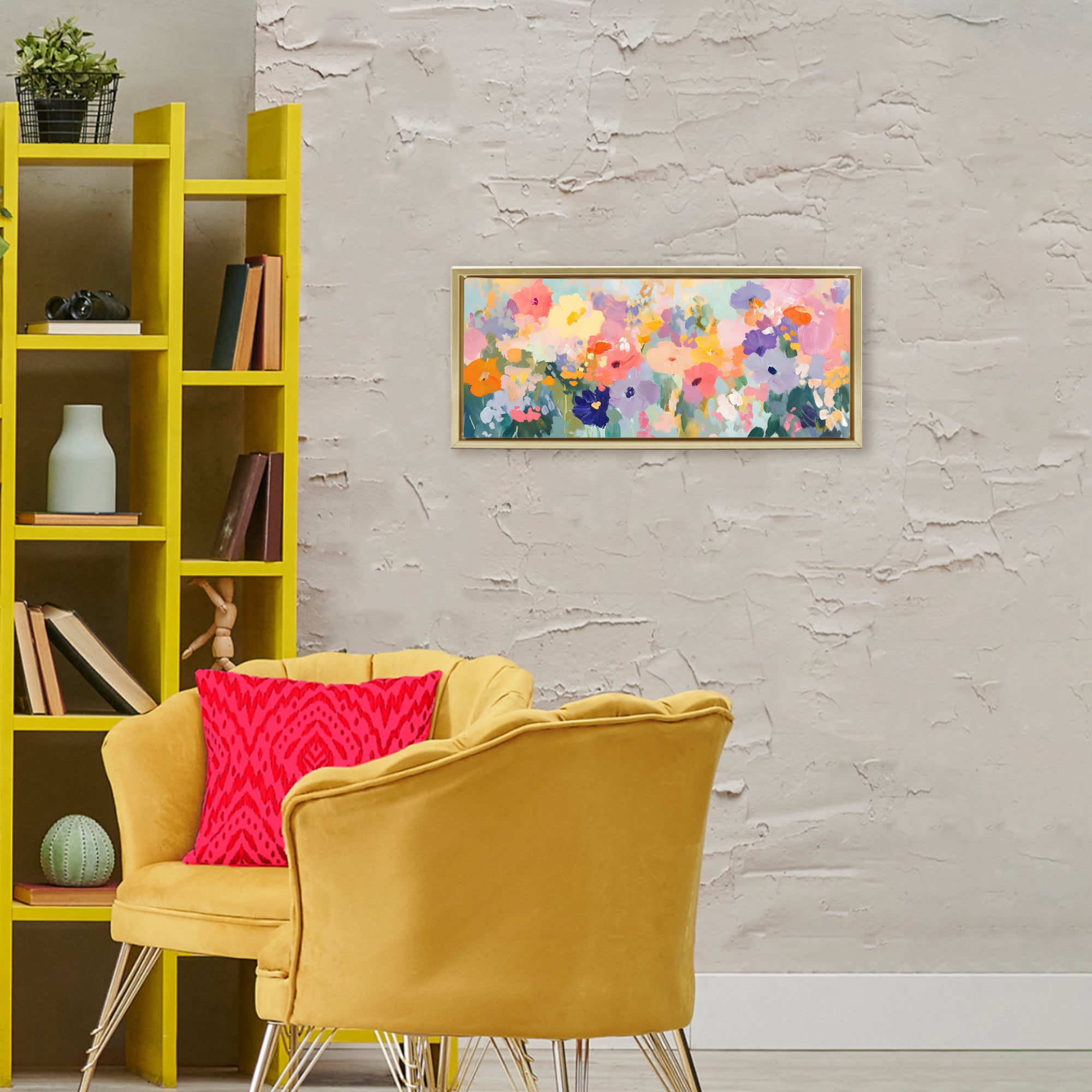 Stupell Industries Colorful Garden Variations Gold Framed Floater Canvas Wall Art, design by Creative Studio