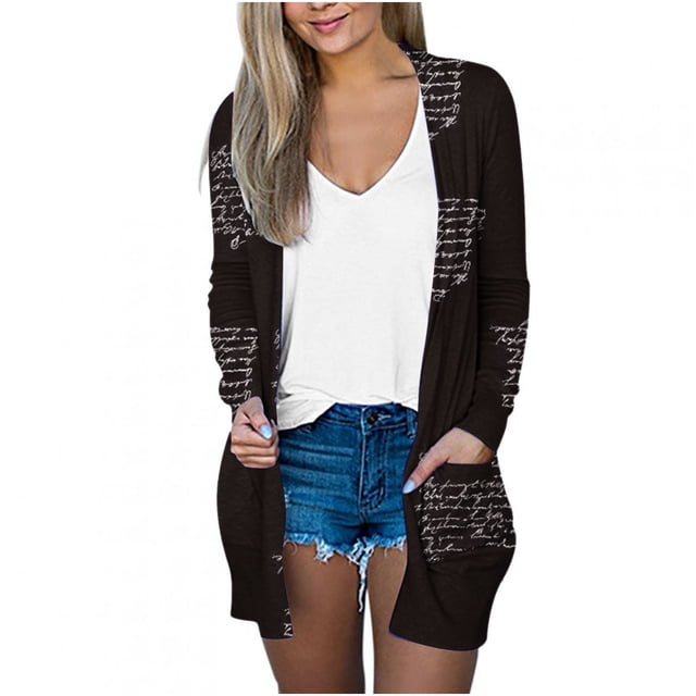 Pompotops Blouse Décontractée à Manches Longues pour Femmes avec Poche Cardigan en Solde