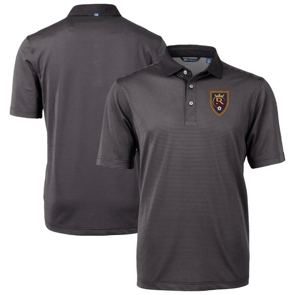 Men's-Cutter & Buck  Black Real Salt Lake Virtue Eco Pique Micro Stripe Recycled Polo