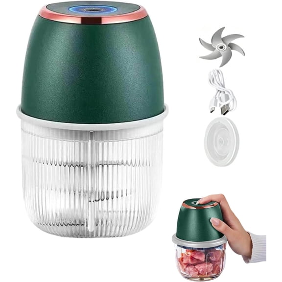 2026 Upgrade Electric Garlic Chopper – USB Rechargeable Mini Food Processor, Portable Veggie Cutter & Chopper for Mashing Garlic, Chili, Onion, Ginger, Fruit(RL Green 1 PC)