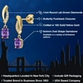 thumbnail image 2 of Gem Stone King 10K Yellow Gold Purple Amethyst and Lab Grown Diamond Stud Dangle Earrings for Women | 0.95 Cttw | Gemstone February Birthstone | Oval 6X4MM, 2 of 6